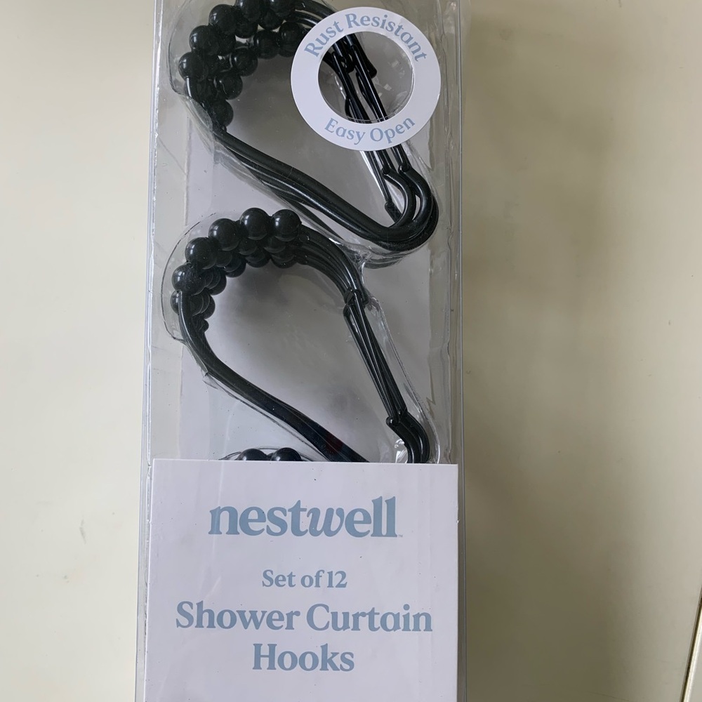 Nestwell Black Shower Curtain Hooks Set of 12